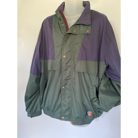 Vintage Sunice Golf Men Full Zip Vented Windbreaker Navy Green Urban XL Hip Hop - Picture 2 of 12